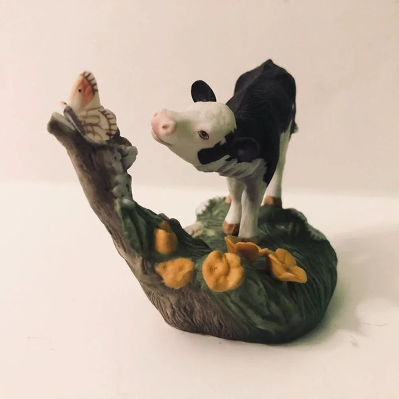 Vtg Cow Holstein Cow Calf Figure by  Peter Barrett Franklin Mint Porcelain - Picture 4 of 11